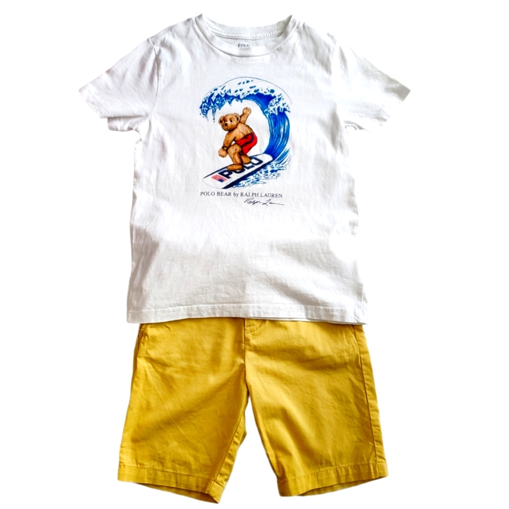 (FREE SHIPPING) ☆☆Ralph Lauren white bear t shirt /short set
